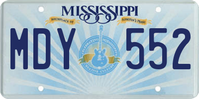 MS license plate MDY552
