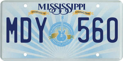 MS license plate MDY560
