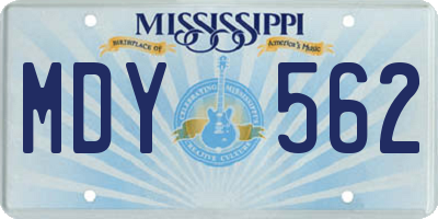 MS license plate MDY562