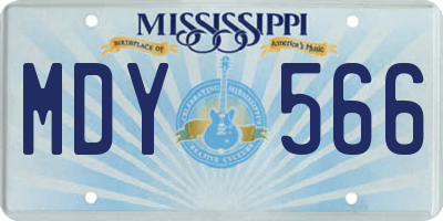 MS license plate MDY566