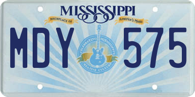 MS license plate MDY575