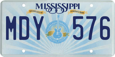 MS license plate MDY576