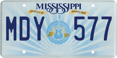 MS license plate MDY577