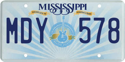 MS license plate MDY578