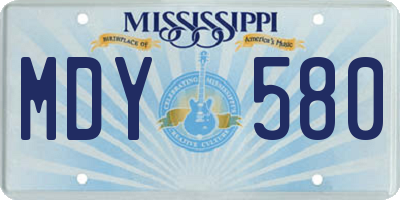 MS license plate MDY580
