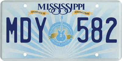 MS license plate MDY582