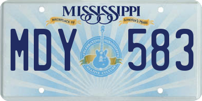 MS license plate MDY583