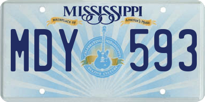 MS license plate MDY593