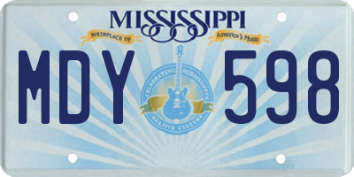 MS license plate MDY598