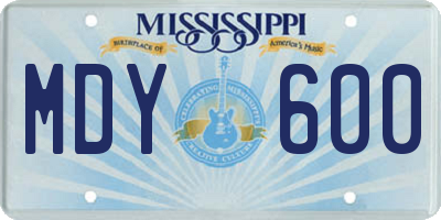 MS license plate MDY600