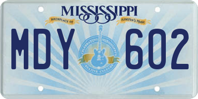 MS license plate MDY602