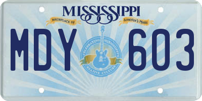 MS license plate MDY603