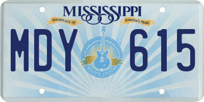 MS license plate MDY615