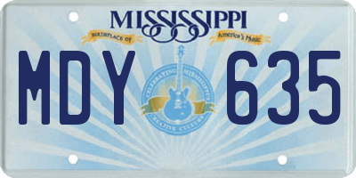 MS license plate MDY635