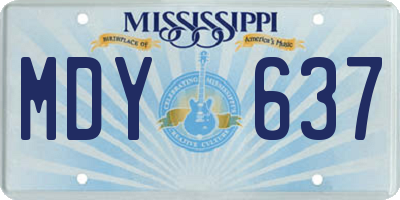 MS license plate MDY637