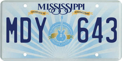 MS license plate MDY643