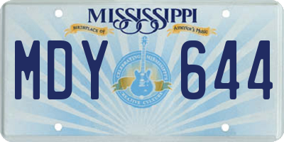 MS license plate MDY644