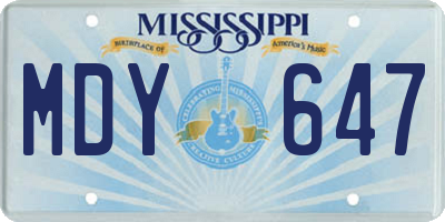 MS license plate MDY647