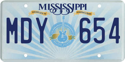 MS license plate MDY654