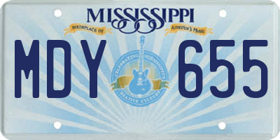 MS license plate MDY655