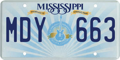 MS license plate MDY663