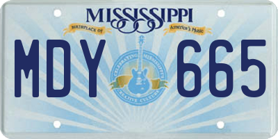 MS license plate MDY665