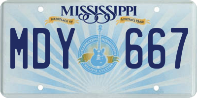 MS license plate MDY667