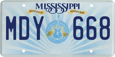 MS license plate MDY668