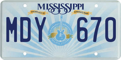 MS license plate MDY670