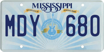 MS license plate MDY680