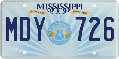 MS license plate MDY726