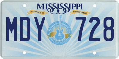 MS license plate MDY728
