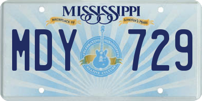 MS license plate MDY729