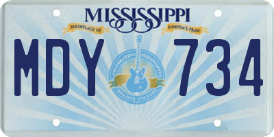 MS license plate MDY734