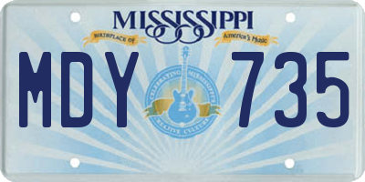 MS license plate MDY735