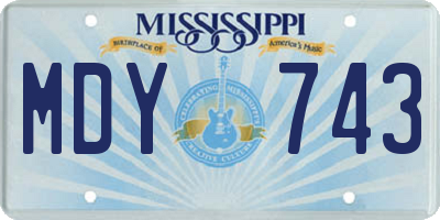 MS license plate MDY743
