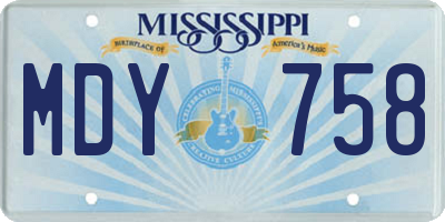 MS license plate MDY758