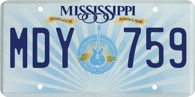MS license plate MDY759
