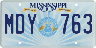 MS license plate MDY763