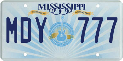 MS license plate MDY777