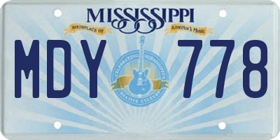 MS license plate MDY778