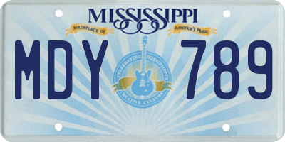 MS license plate MDY789