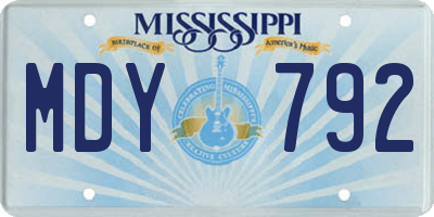 MS license plate MDY792