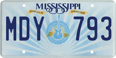 MS license plate MDY793
