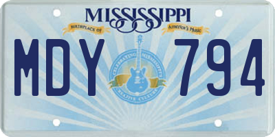 MS license plate MDY794