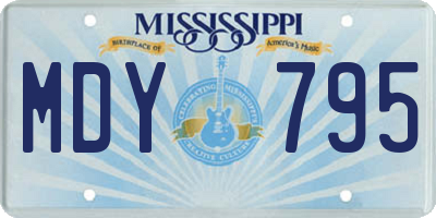MS license plate MDY795