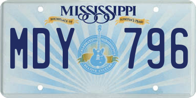 MS license plate MDY796