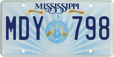 MS license plate MDY798