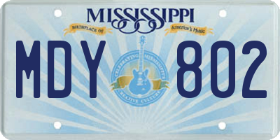 MS license plate MDY802