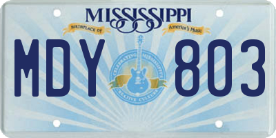 MS license plate MDY803